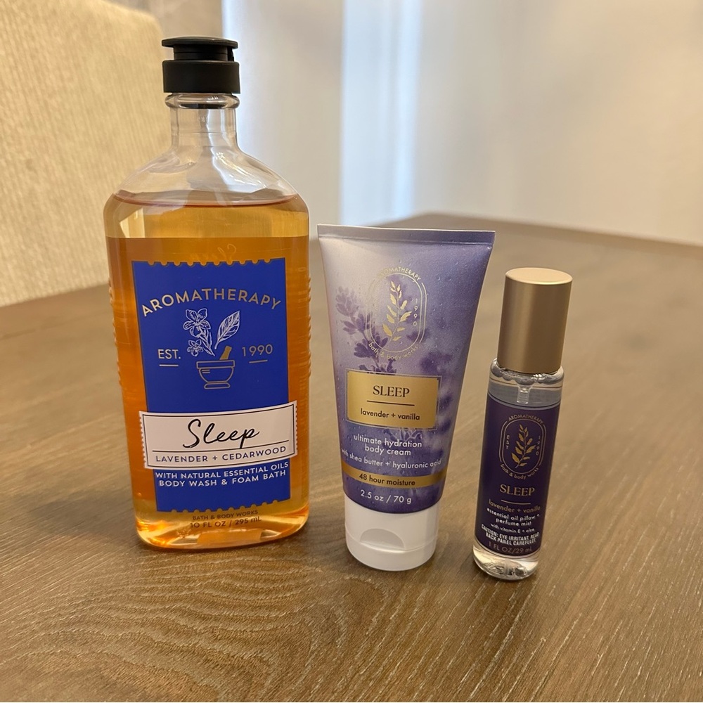 Bath & Body Works Sleep Lavender Gift Set - Body‎ Wash, Body Cream, Perfume Mist